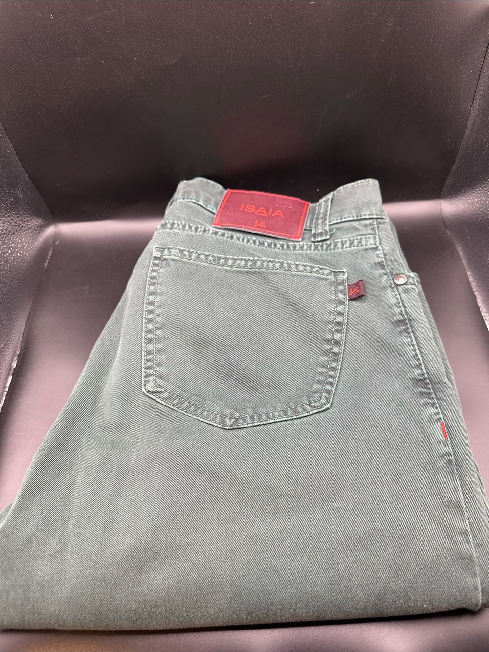 Isaia Dark Green Tapered Green Denim EU50
